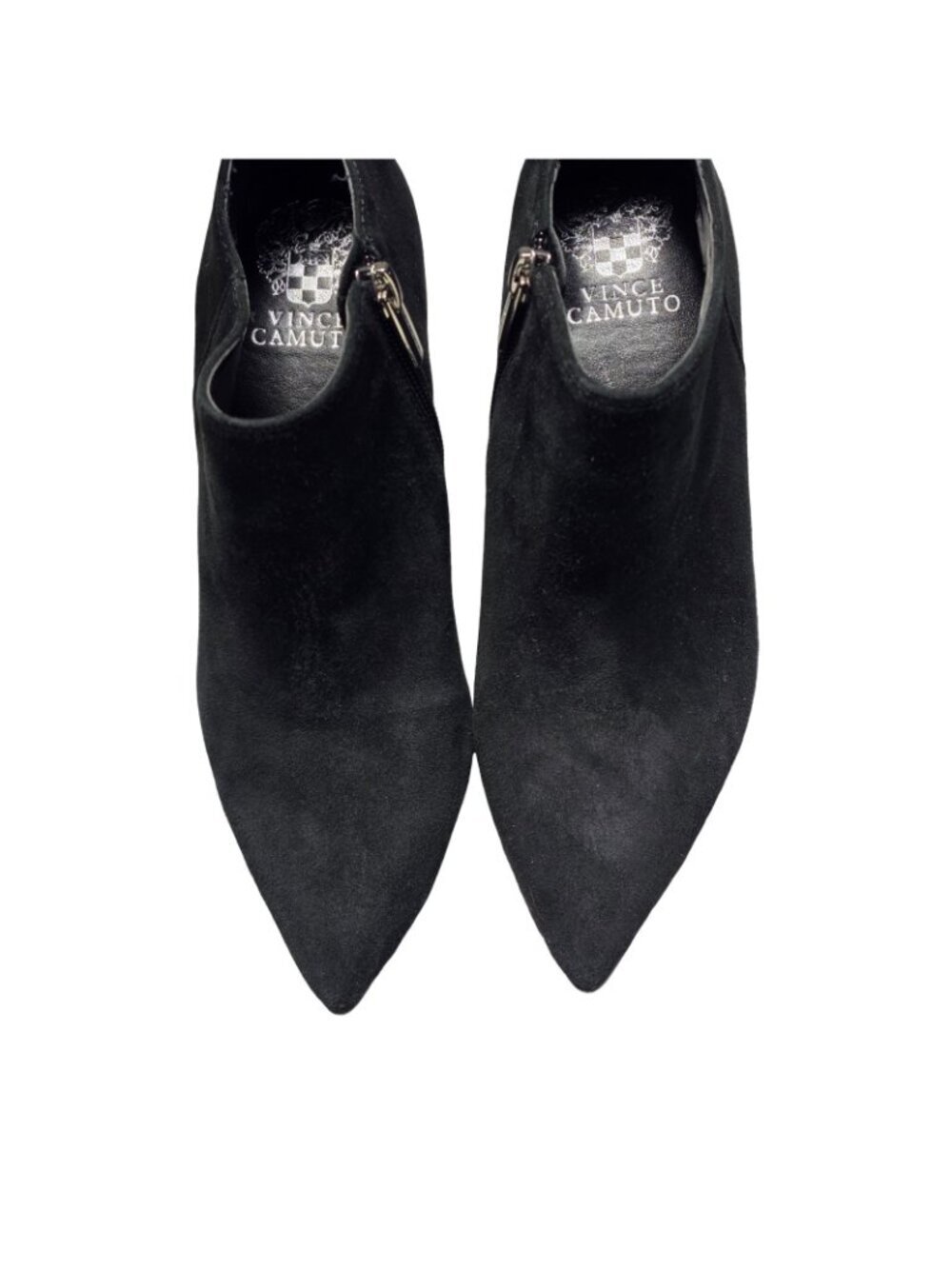 Women's - Vince Camuto Temindal Black Suede Heeled Booties, Size 7 1/2 - Picture 4 of 7